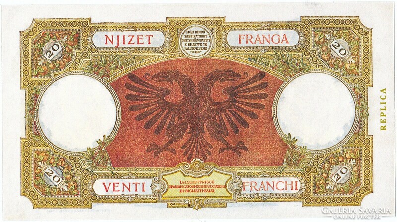 Albánia 20 franga 1939 REPLIKA UNC