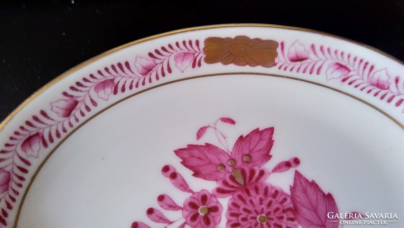Antik Herendi kézzel festett  lila Apponyi mintás hamutartó, hamutál