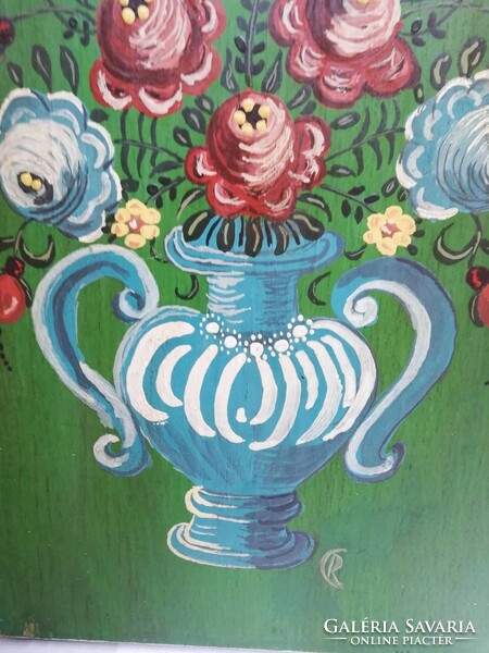 Cr marked: flowers, 1979. Oil on wood 45x21.5 cm