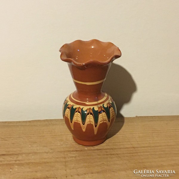 Terracotta ruffled vase