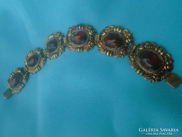 Antique fire-gilded Bieder women's bracelet with very beautiful stones, ca. 50s