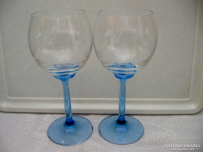 Cristal d'arques-durand veronese azure blue flower-stemmed glass for couple wedding ceremonies