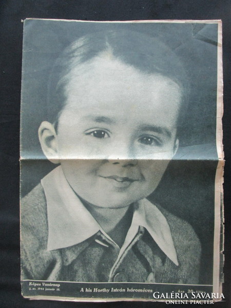 1944 címlapon ISTVÁNKA HORTHY ISTVÁN 3 ÉVES - ADY ENDRE - II. VILÁGHÁBORÚ Képes Vasárnap ÚJSÁG