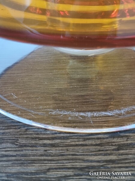 Huge amber vintage glass goblet, rare old glass decoration - 34 cm