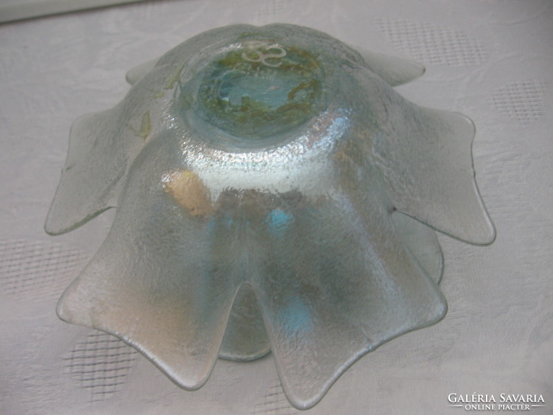 Turquoise green glass lotus flower candle holder for Zen meditation