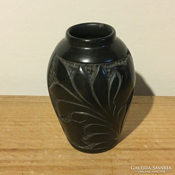 Small black ceramic vase