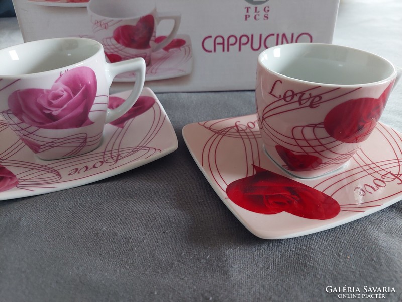 Cappucino love mug pair 2 pcs os 2 coasters + 2 mugs