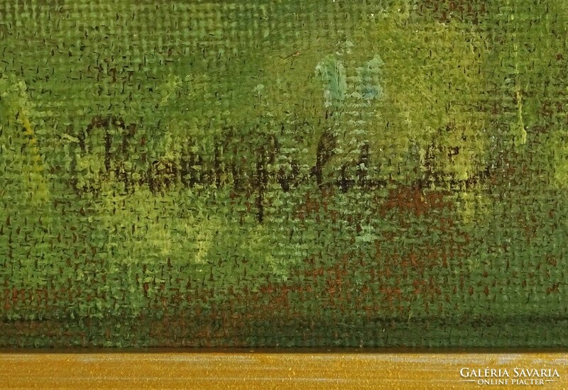 1L131 XX. századi festő : Pávás baromfiudvar - Hátoldalán szentkép