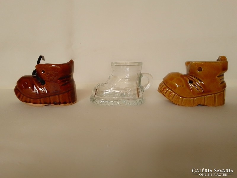 5 Pieces colorful blue brown fun glazed porcelain mini boots glass shoes nipp display case cactus pot