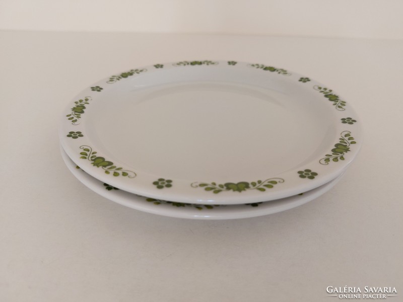 Retro Alföldi porcelán zöld virágos  kis tányér 2 db