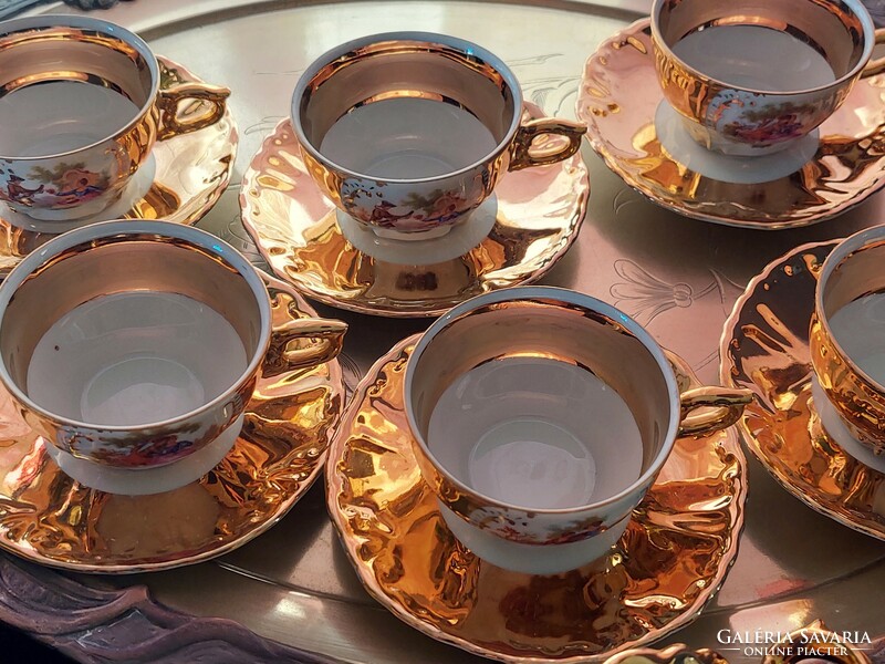 Aranyozott barokk mintás porcelán szett 9 db os
