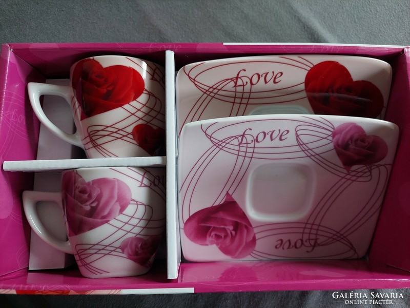 Cappucino love mug pair 2 pcs os 2 coasters + 2 mugs