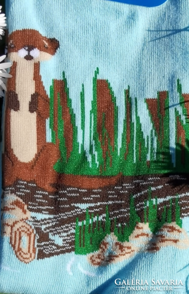 Otter pattern with cheerful socks