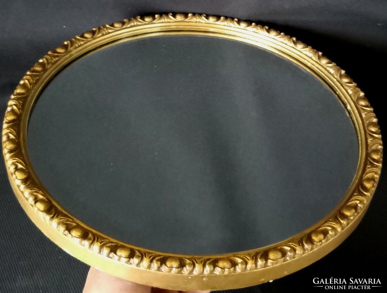 Dt/160 - gold-plated, decorative frame, frosted, circular wall mirror