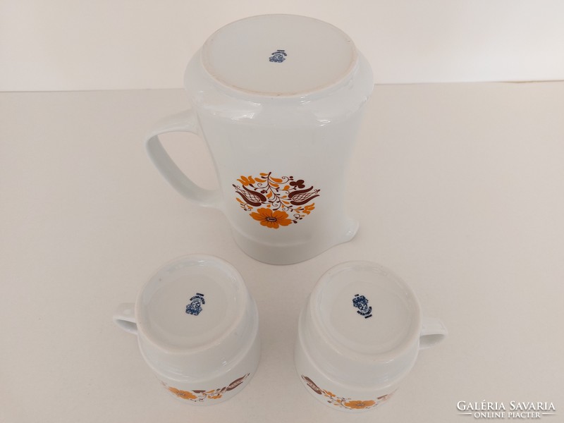 Retro Alföldi porcelán virágos kancsó bögre teás csésze 3 db
