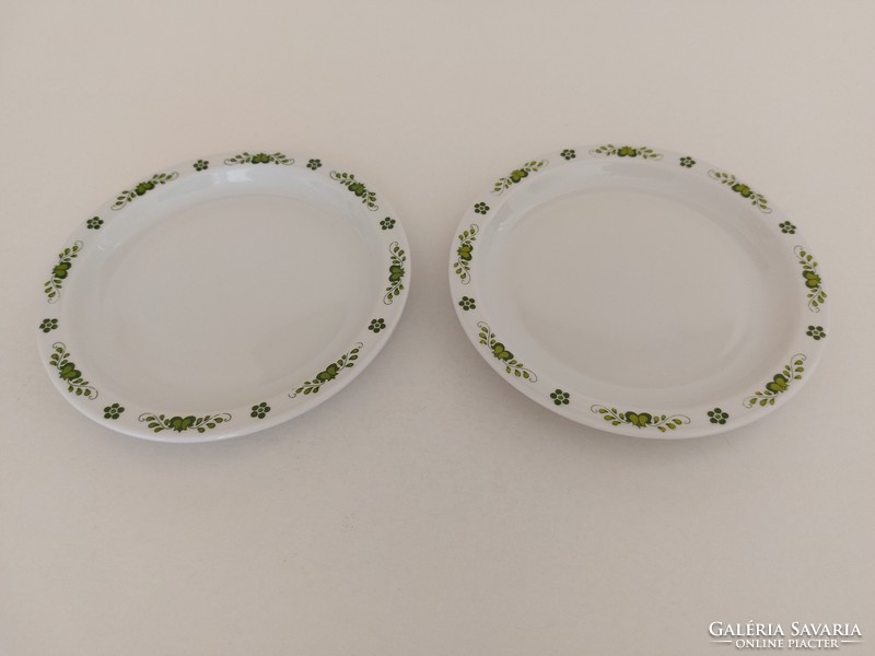 Retro Alföldi porcelán zöld virágos  kis tányér 2 db