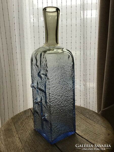 Régi cseh Karol Holosko kézműves nagy méretű üveg palack