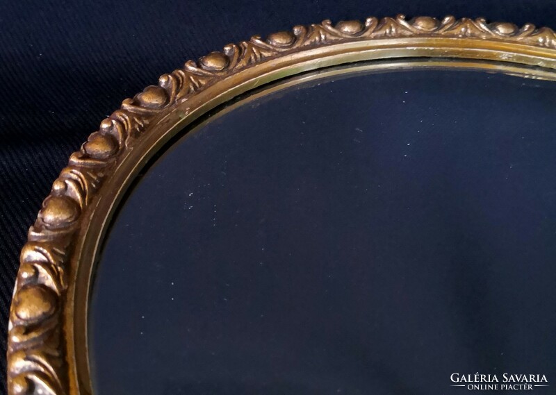 Dt/160 - gold-plated, decorative frame, frosted, circular wall mirror