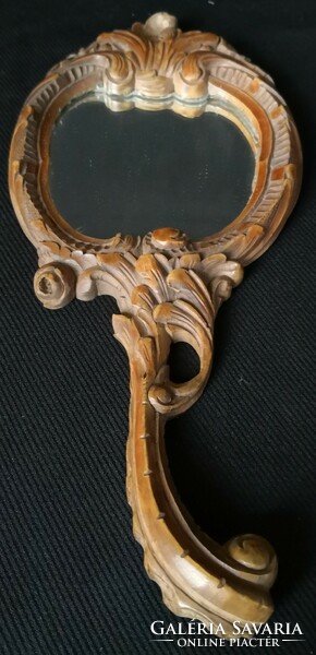 DT/161 - Barokk, faragott fakeretes kézi tükör