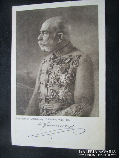 1916 Original and contemporary photo of Habsburg Emperor József Franz, King of Hungary - sheet photo