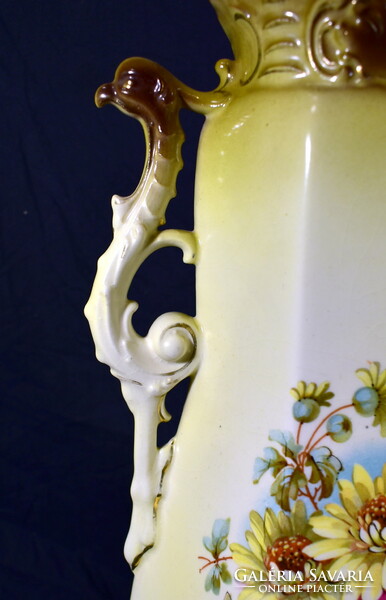 Antique Austrian large faience figural 2-handled vase!