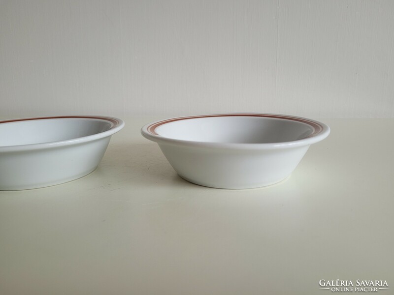 Old retro 2 lowland porcelain 2 brown striped small deep bowl compote bowl