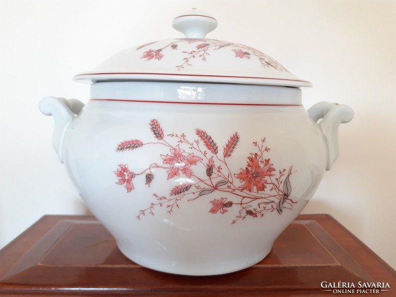 Old folk porcelain komatal soup with cornflower soup with bowl