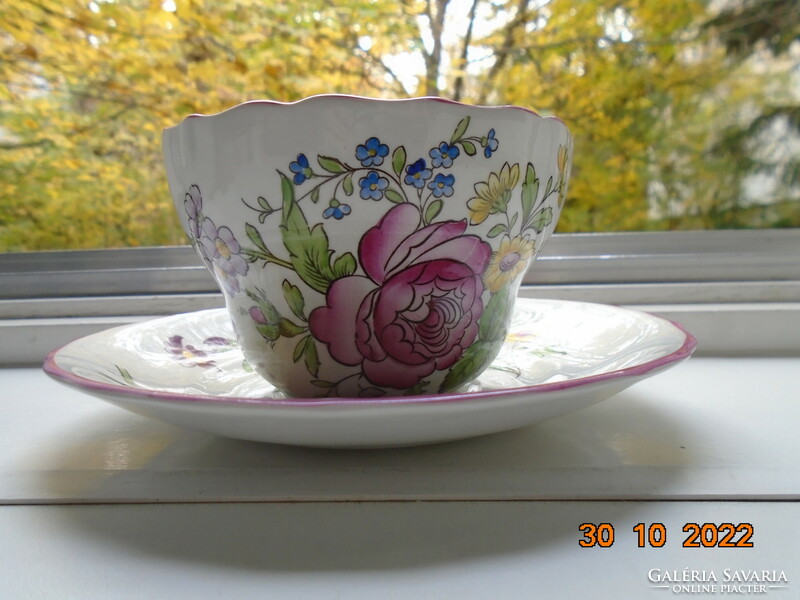 Spode marlborough sprays with a spectacular large floral pattern teacup coaster