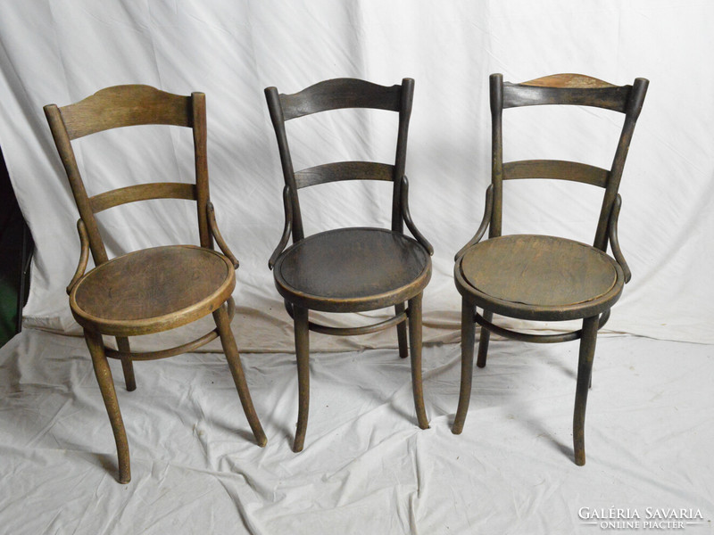 3 antique thonet chairs, 1 renovated