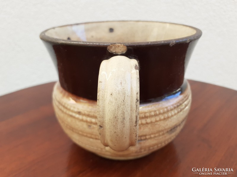 Antique jar with inscription brown old folk silk jar