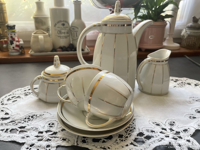 Beautiful snow-white art deco quality fine porcelain coffee set for 2 people