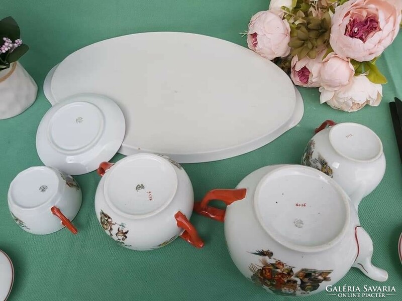 Geisha tea set with tray porcelains cup sugar bowl cream collectors beautiful piece of oriental