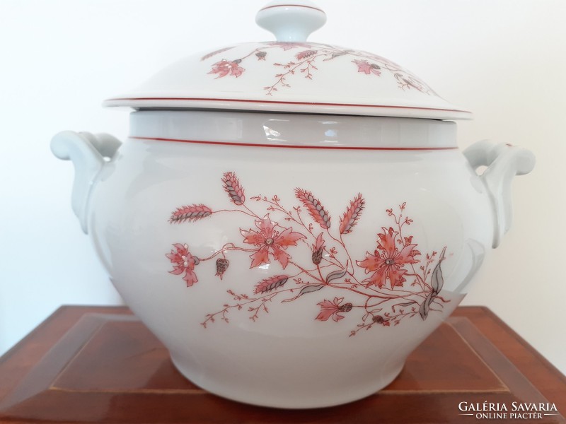 Old folk porcelain komatal soup with cornflower soup with bowl