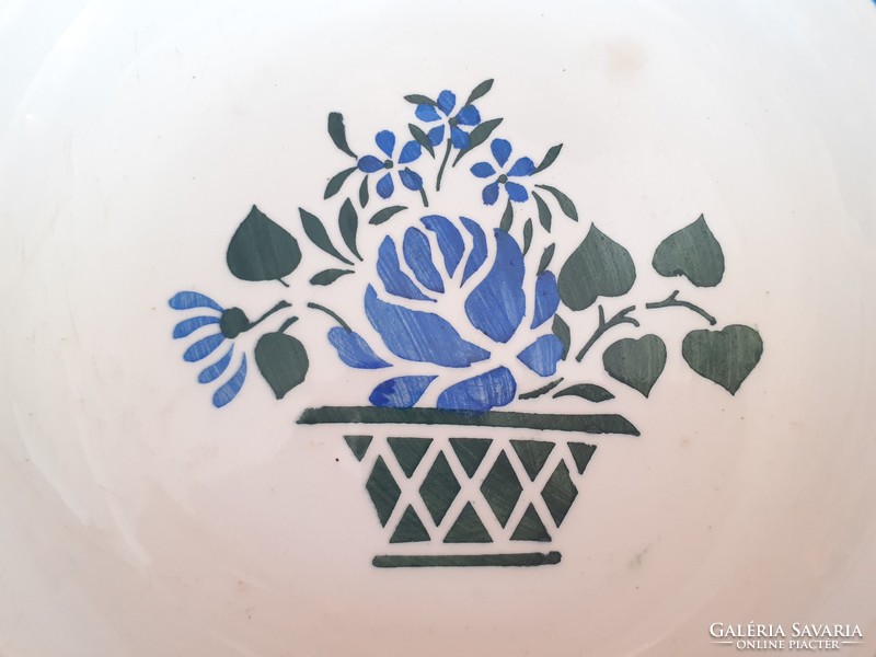Régi népi dísztányér virágkosaras falitányér Wilhelmsburg tányér