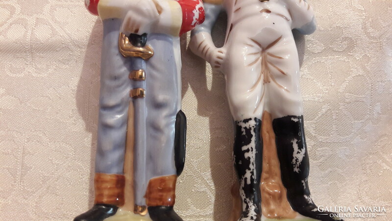 Két antik katona porcelán párban (L3135)