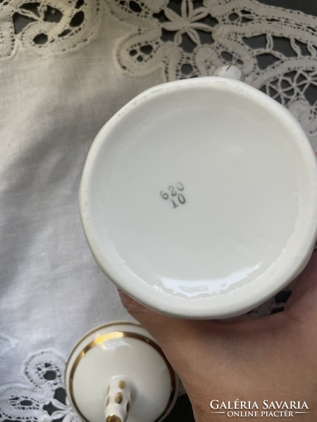 Gyönyörű hófehér art deco minőségi finom porcelán kávés készlet 2 személyre