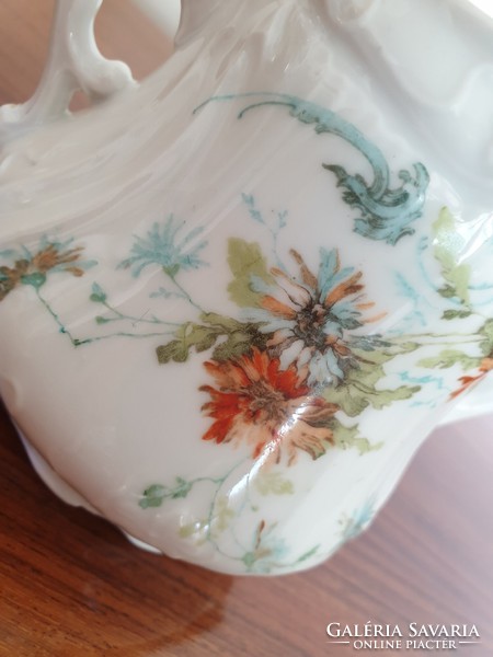 Old porcelain sugar bowl in art nouveau floral sugar vendor