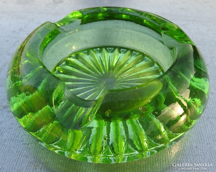 Green crystal ashtray - ashtray