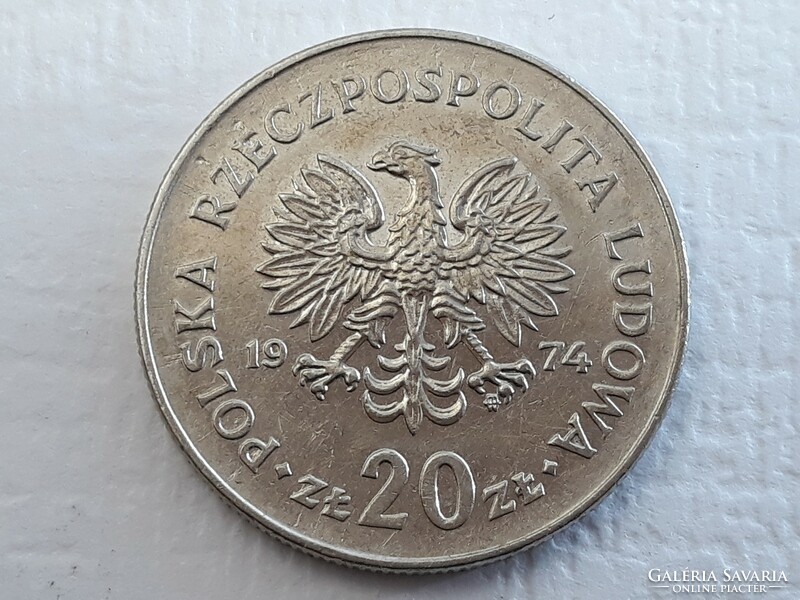 Poland 20 zloty 1974 coin - Polish 20 zloty, zl, Marcel Nowotoko foreign coin