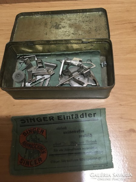 Singer sewing machine box with original documents