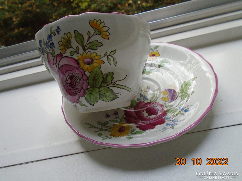 SPODE MARLBOROUGH SPRAYS látványos nagy virágmintával teás csésze alátéttel