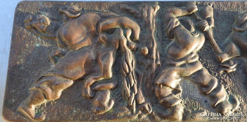 Antique large bronze relief image