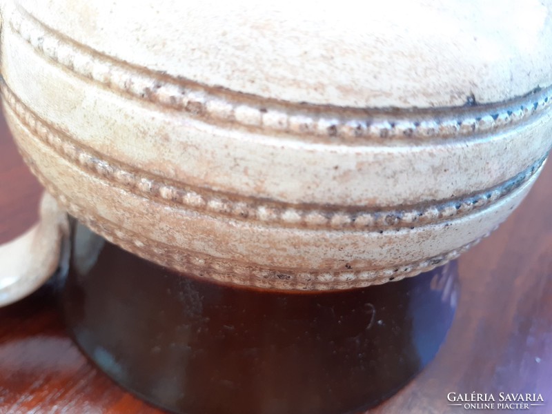 Antique jar with inscription brown old folk silk jar