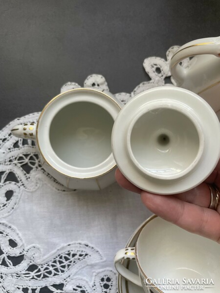 Beautiful snow-white art deco quality fine porcelain coffee set for 2 people