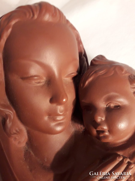 Marked hummel goebel ceramic terracotta intimate wall decoration Mary with the little one