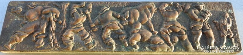 Antique large bronze relief image