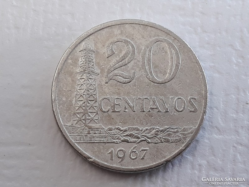 Brazil 20 centavos 1967 coin - Brazilian brasil 20 cent 1967 foreign coin