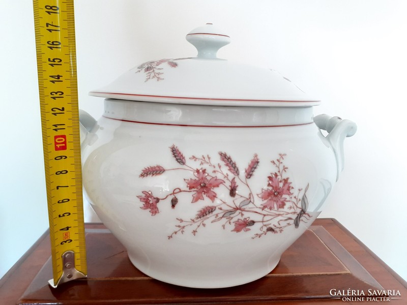 Old folk porcelain komatal soup with cornflower soup with bowl