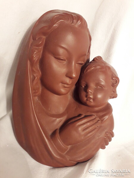 Marked hummel goebel ceramic terracotta intimate wall decoration Mary with the little one