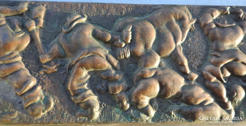 Antique large bronze relief image